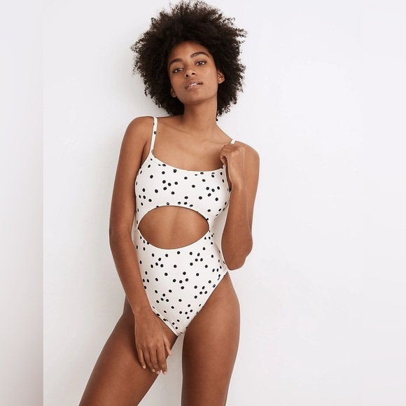 MadeWell Second Wave Cutout One-Piece Swimsuit in Dot Toss NA708 - Picture 1 of 5